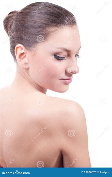 Headshot Of Beautiful Girl With Naked Shoulder Stock Photo Image Of