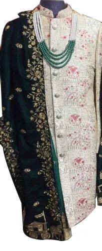 Velvet White Designer Wedding Sherwani Pattern Digital Print At Rs