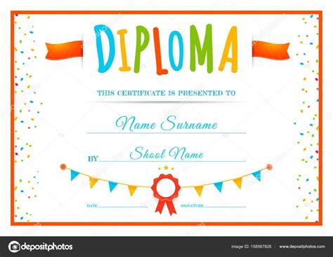 Descargar Plantilla de Diploma para niños Ilustración de stock