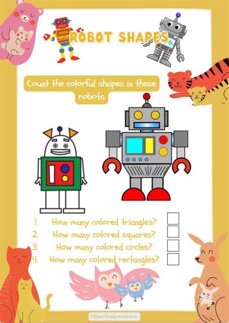 Robot Shapes Worksheet Kindyverse Kids