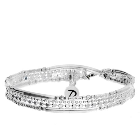 Bracelet Double Lastique Chaine Tubes Lisses Et Diamantes Bracelets