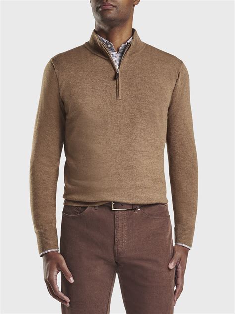 Peter Millar Crown Soft Mens Merino Silk Quarter Zip Pullover Sweater