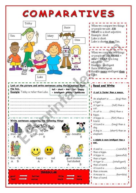 Comparative Adjectives Worksheet Comparative Adjectives Adjectives