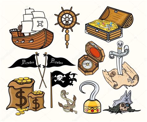 piratas y cosas ilustración vectorial de dibujos animados Archivo