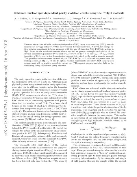 (PDF) Enhanced nuclear spin dependent parity violation effects using ...