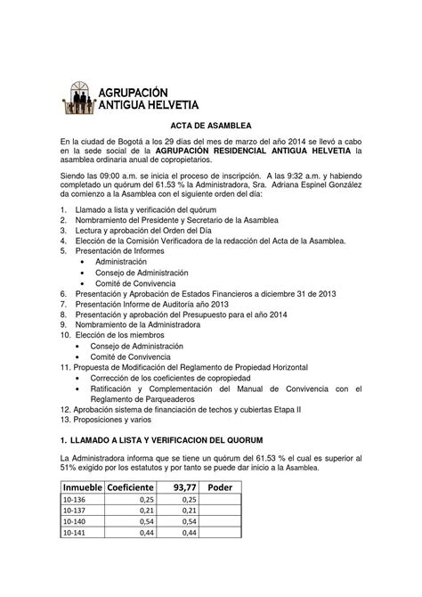 Ejemplo De Acta De Asamblea Modelo De Acta De Asamblea Modelo De Acta De Asamblea General