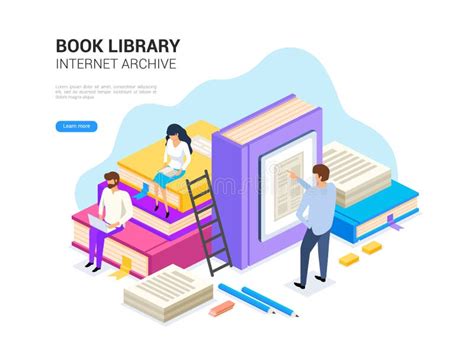 Book Library Isometric Internet Archive Concept And Digital Learning