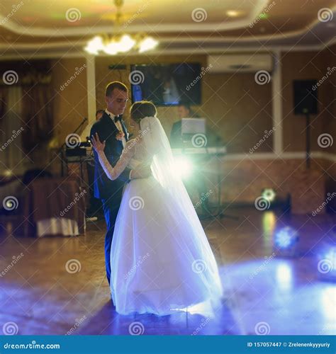 Bride And Groom Dancing On The Wedding Stock Image Image Of Embracing