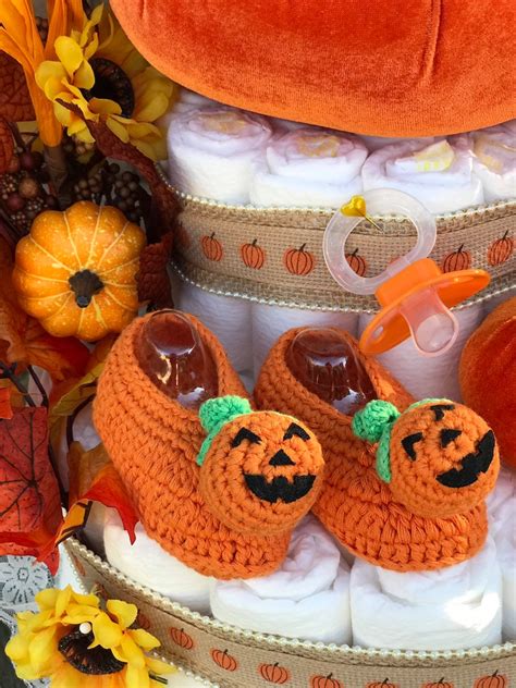 Pumpkin Diaper Cake Halloween Themed Halloween Diaper Cake Etsy