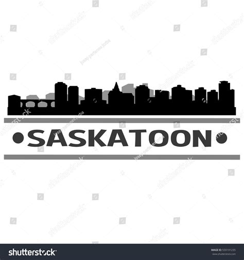 Saskatoon Skyline Silhouette Landscape City Design Stock Vector