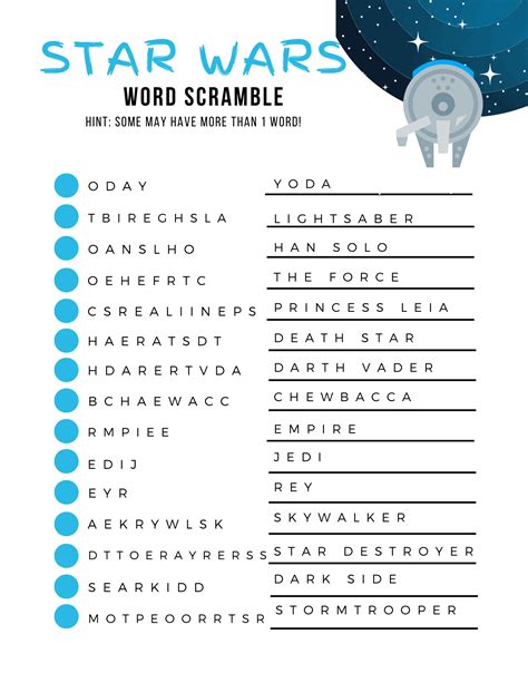 Star Wars Scramble Solution - More Than Thursdays