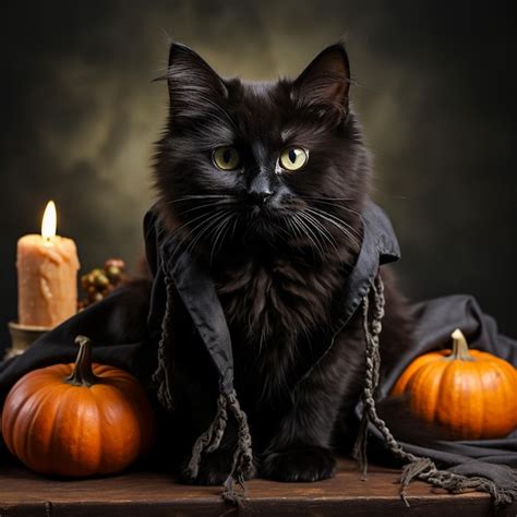 Premium Ai Image Black Cat And Halloween Pumpkin Art Graphic Design