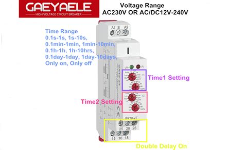 Gaeyaele Double Delay On Timer Relay Ac Dc V V Spdt A Relay Din