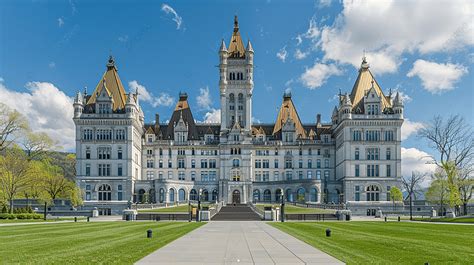 New York State Capitol Building Albany Background Albany City Exterior Background Image And