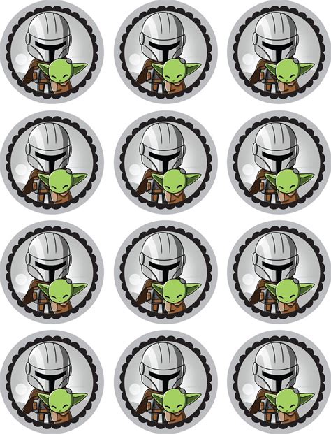 Baby Yoda And Mandalorian Printable Birthday Cupcake Toppers Etsy