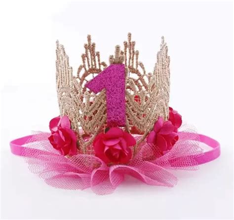 Corona Diadema Tiara 1 Primer Cumpleaños Rojo rosa MercadoLibre