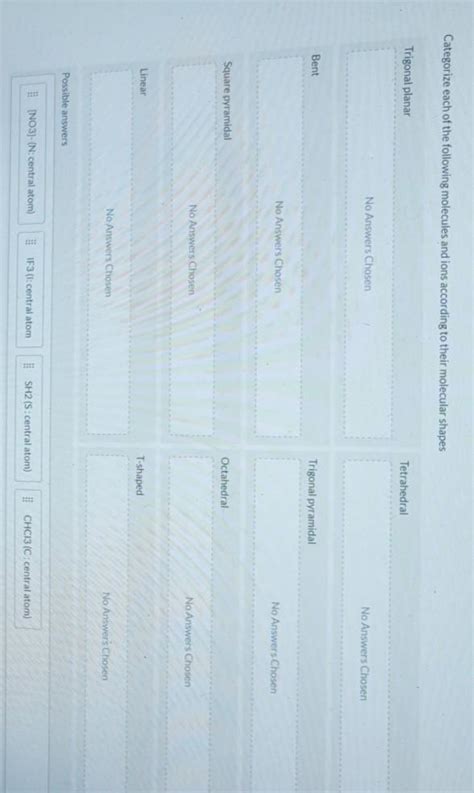 Solved Categorize Each Of The Following Molecules And Ions Chegg