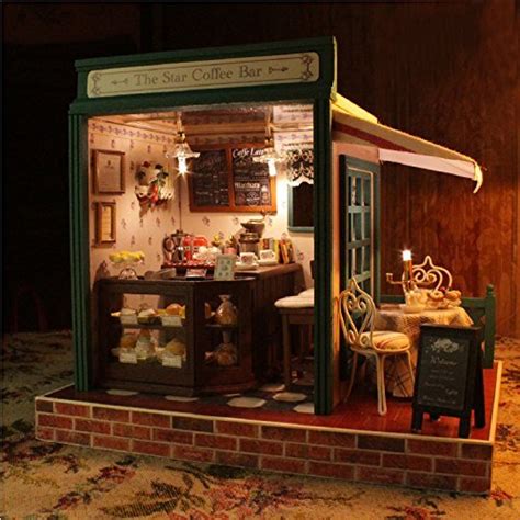 Rylai Wooden Handmade Dollhouse Miniature Diy Kit The Star Coffee Bar