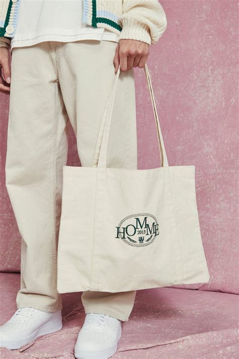 Men's Homme Canvas Tote Bag | Boohoo UK