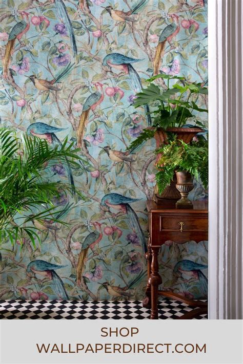 Orangerie By Sidney Paul Co Teal Wallpaper Wallpaper Direct