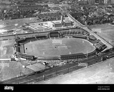 Aerial view of Lancashire County cricket ground. Date unknown Stock ...