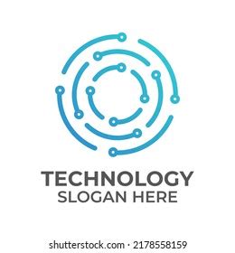 Digital Technology Logo Template Isolated Background Stock Vector