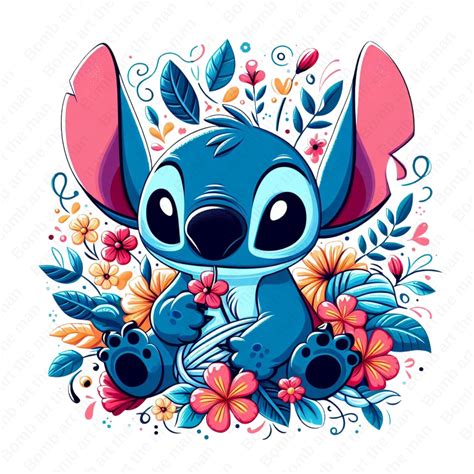 Stitch With Flowers Clipart Cute Stitch Clipart Stitch Png