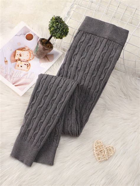 SHEIN Tween Girl Solid Cable Knit Pants SHEIN USA