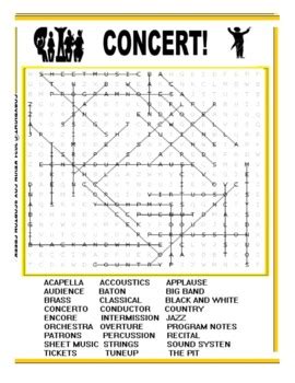 Concert A Music Word Search By Scorton Creek Publishing Kevin Cox