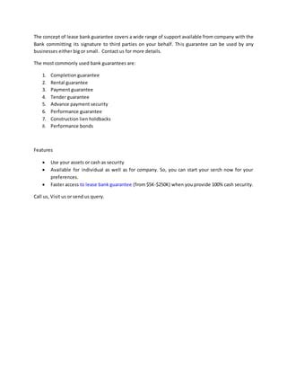 Lease Bank Guarantee Pdf