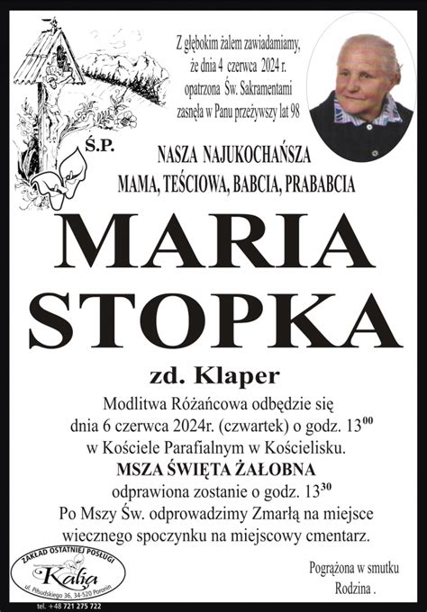 Maria Stopka Nekrologi Podhale24 Pl