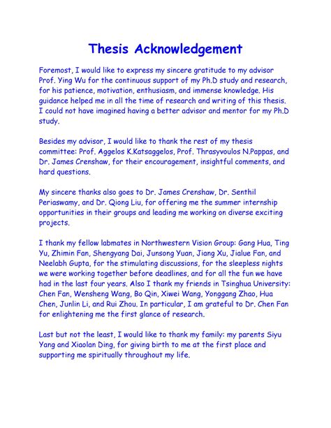 Acknowledgement Writing Sample