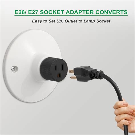 2 Packs E26e27 3 Prong Light Bulb Socket Outlet Black