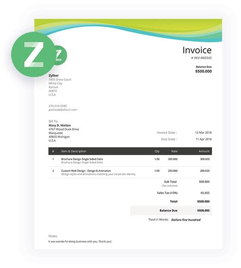 Software Development Invoice Template