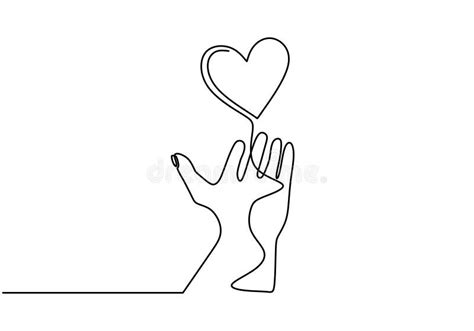 Love Symbol with Hand and Heart. Continuous Line Drawing, One Hand ...