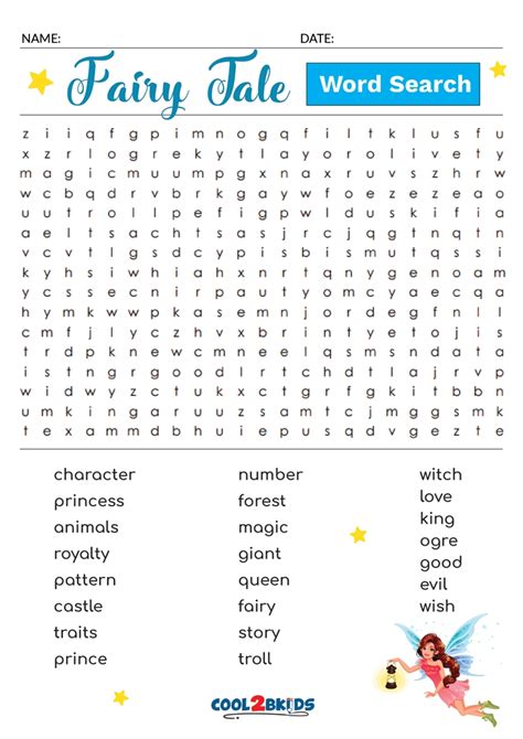 Fairy Tale Word Search Printable