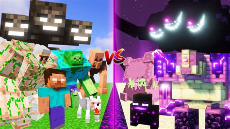 Overworld Bosses Vs Ender Bosses All Overworld Vs All Ender Mobs Minecraft Mob Battle 1192