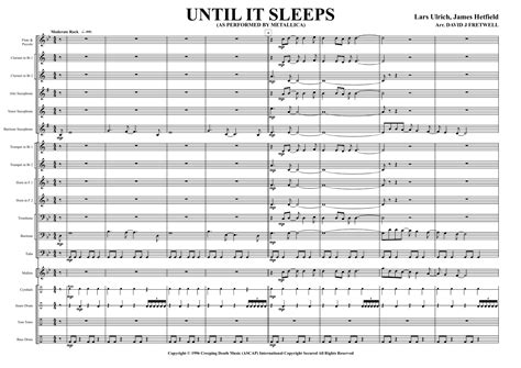 Until It Sleeps Arr David J Fretwell Sheet Music Metallica