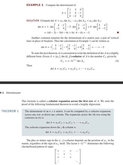 Solved 1 Use Cofactor Expansion To Find The Determinant Of Chegg