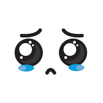 Cute Kawaii Cry Face And Sad Stock Illustration - Download Image Now ...