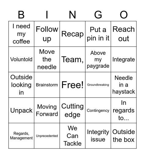 Jargon Bingo Card