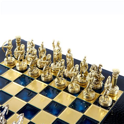 ARCHERS CHESS SET with gold/silver chessmen and bronze chessboard 28 x - MANOPOULOS Chess ...