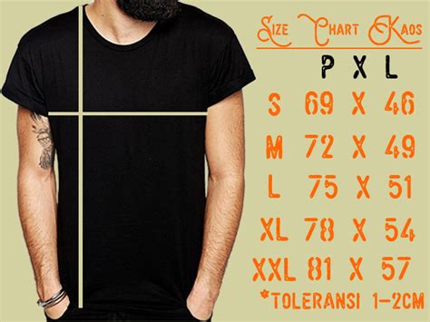 Size Chart Kaos Pria Ukuran Kaos Indonesia Konveksi Bandung