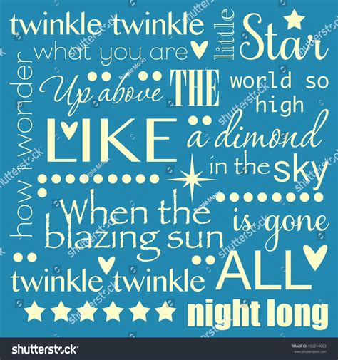 Twinkle Twinkle Little Star Nursery Rhyme Word Art Pastel Blue And