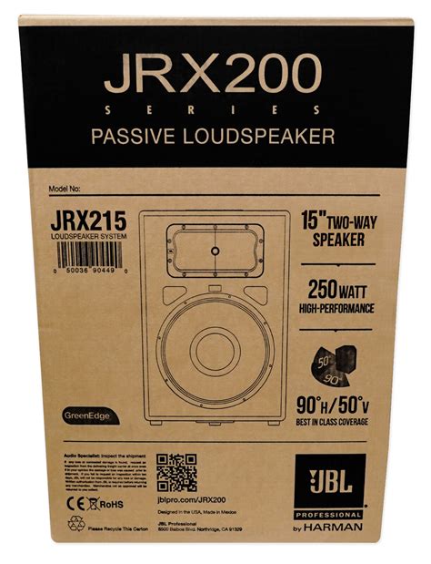 Jbl Pro Jrx W Passive Ohm Pa Dj Speakers Stands Cables