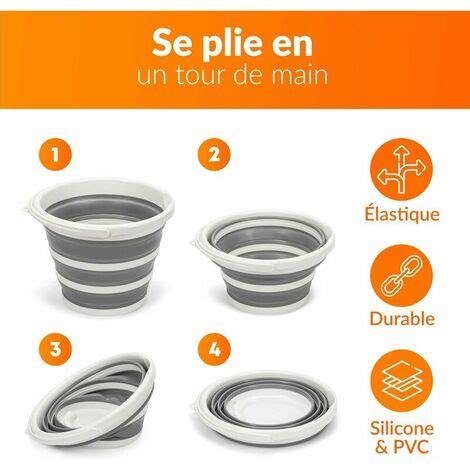 Gabrielle Seau Pliable Litres Avec Couvercle Sceau Retractable L