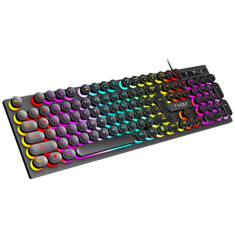 T Wolf T80 Usb Wired Round Keyboard 104keys Rainbow Rgb Backlight