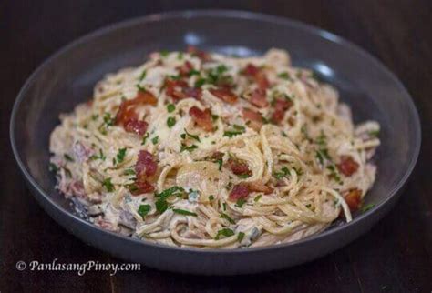 Filipino Style Creamy Bacon And Mushroom Carbonara Panlasang Pinoy