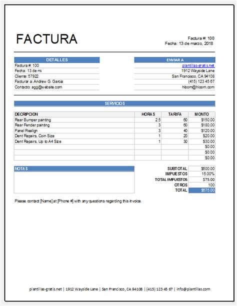 Modelo factura autónomo Guía Paso a Paso 2019