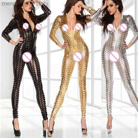 Sexy Set Sexy Lady Faux Cuir Latex Catsuit Femmes Fétiche Corps